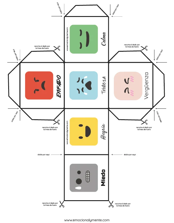 Dado Emocional para imprimir y recortar